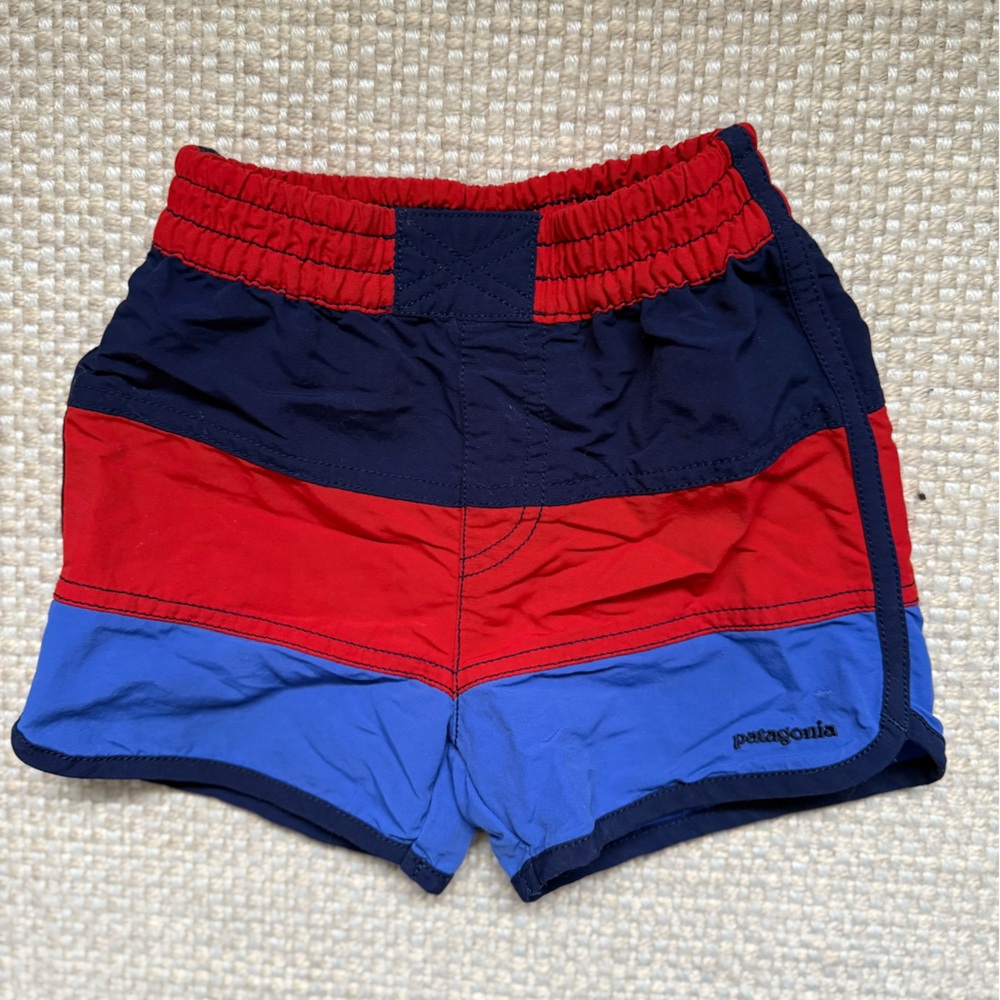 Patagonia Red and Navy Swim Shorts, 4T